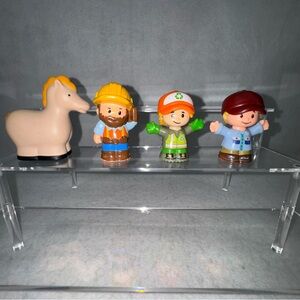 Fisher Price Little People Figures Horse,Construction Worker,Garbage Man,Farmer